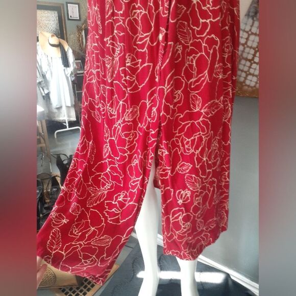 Vintage Eddie Bauer Red Floral Button-Down Midi Dress - Picture 15 of 16